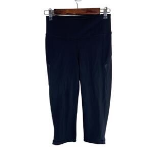 Lululemon Leggings Women's 4 Black Cropped Mesh‎ Vented Athletic LW6ACCSZ40117